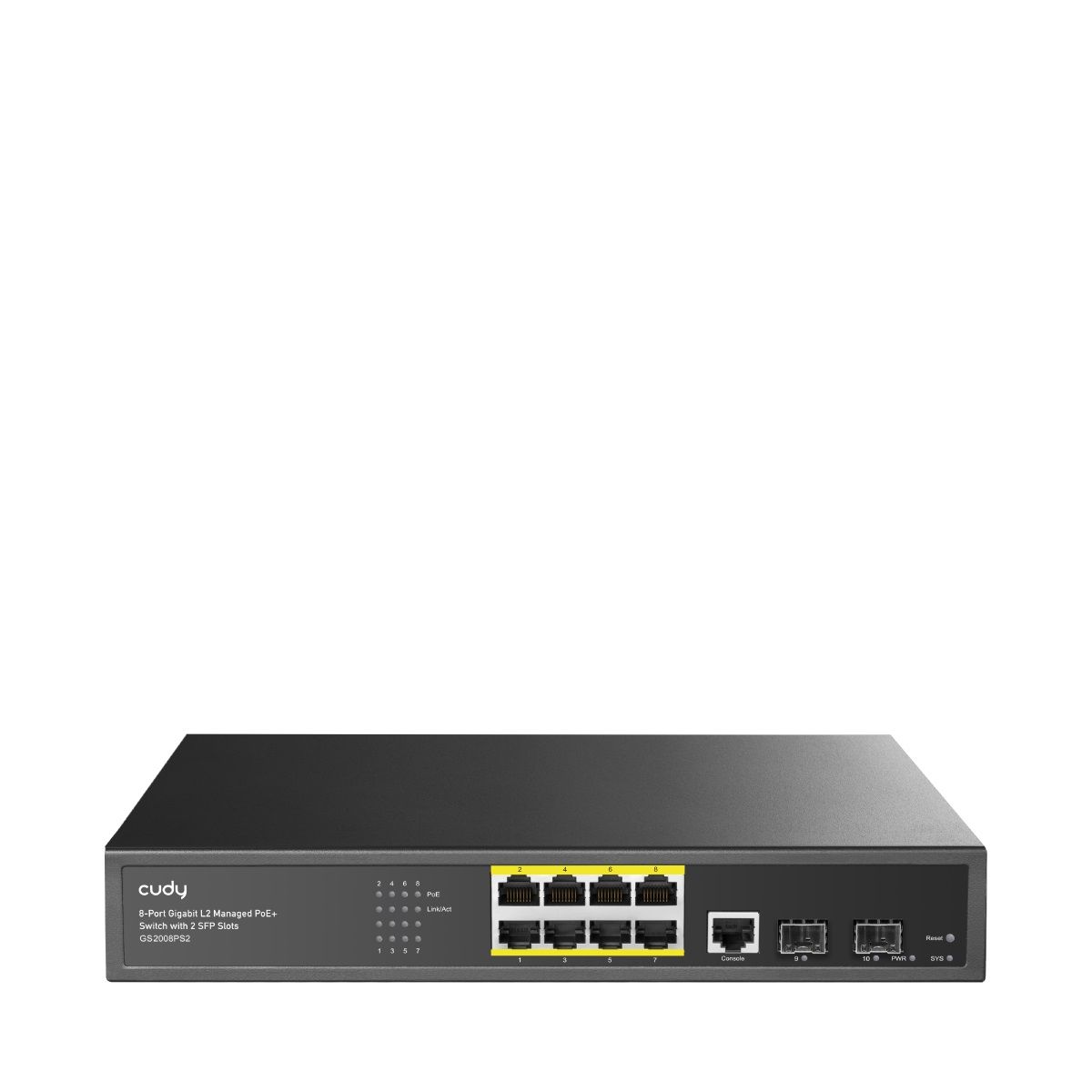 CUDY Switch GS2008PS2 8-GbE PoE L2 Managed with 2-SFP CUDY Switch GS2008PS2 8-GbE PoE L2 Managed with 2-SFP - Image 1