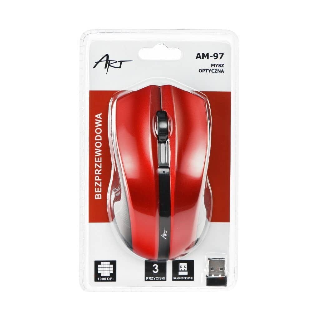 ART wireless computer mouse 2,4G 1000 dpi AM-97 red ART wireless computer mouse 2,4G 1000 dpi AM-97 red - Image 1