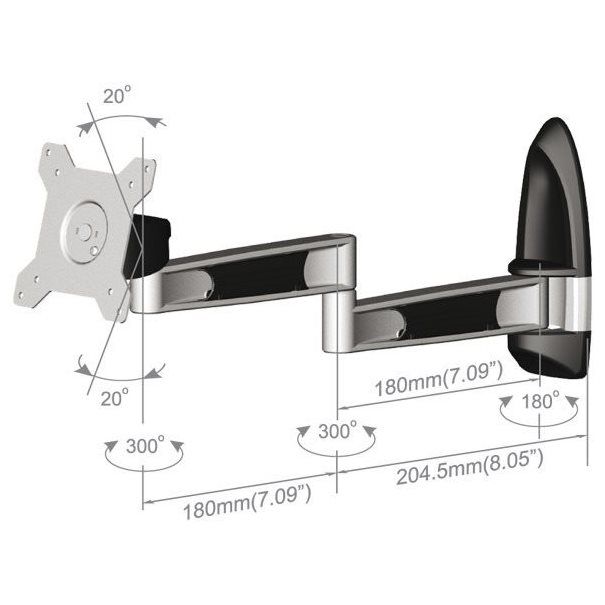 LCD TFT Wandhalter Tronje AR210, 15"-2X", max.12kg - Image 2