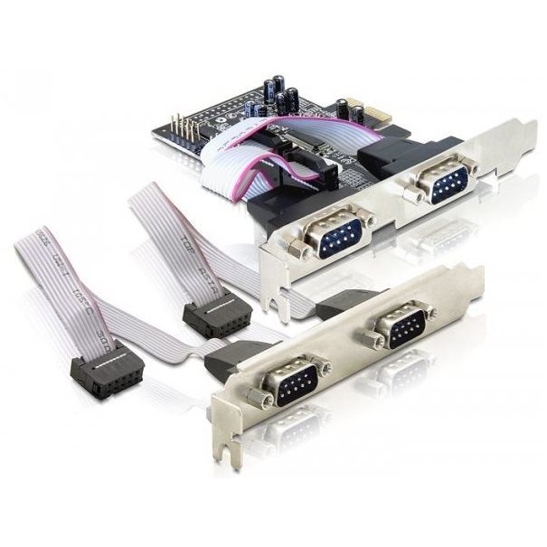 IO Delock PCIe 4x seriell RS-232 inkl. LP-Bleche - Image 1