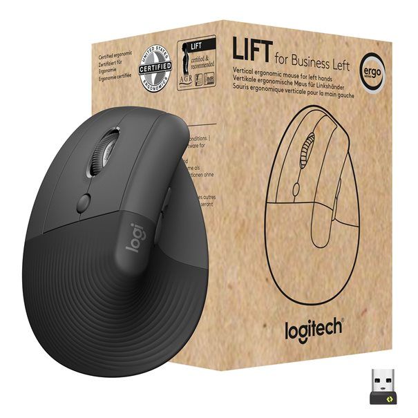 Logitech Mouse LIFT (LEFT) WL Vertical Ergonomic for Busi. graphite BT für Linkshänder, 6 Tasten - Image 1