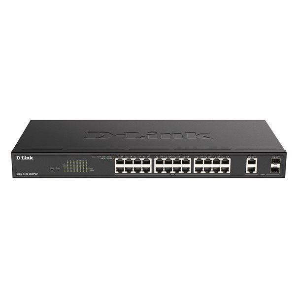 D-Link Switch DGS-1100-26MPV2 24xGBit/2xSFP 19" Managed PoE+ (370W) - Image 1