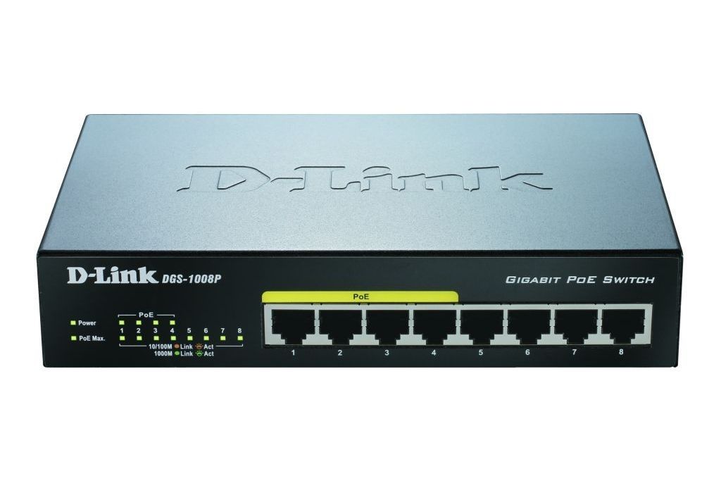 D-LINK SWITCH DGS-1008P 8-port 10/100/1000Mbps 4 PoE Ports D-LINK SWITCH DGS-1008P 8-port 10/100/1000Mbps 4 PoE Ports - Image 1