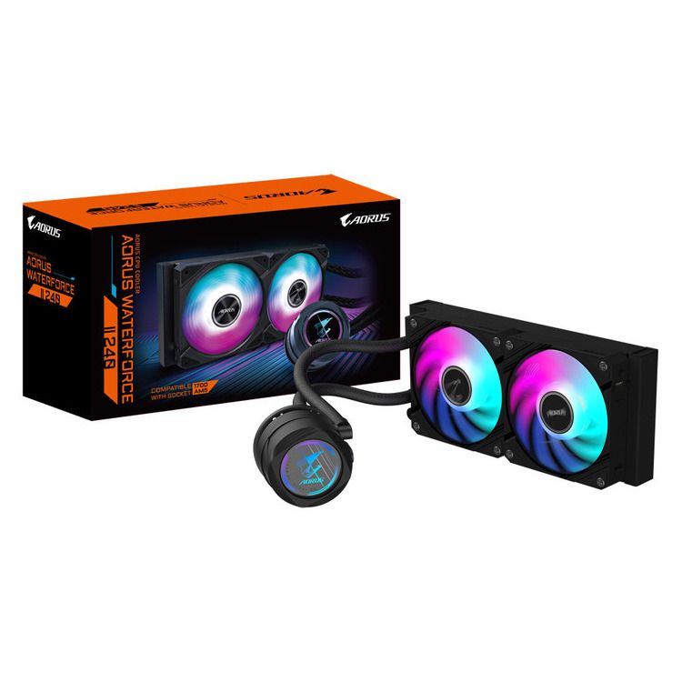 GIGABYTE CPU Cooler Liquid Cooler AORUS WATERFORCE II 240 ARGB Sync 2 x 120mm GIGABYTE CPU Cooler Liquid Cooler AORUS WATERFORCE II 240 ARGB Sync 2 x 120mm - Image 1