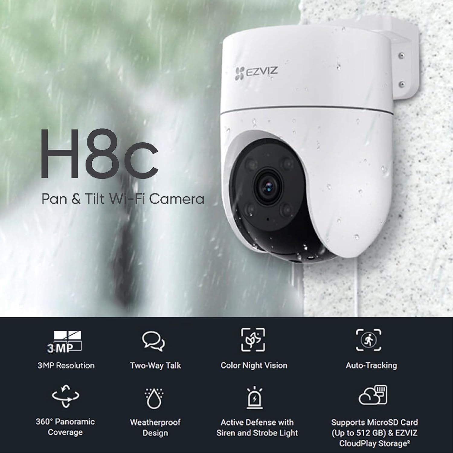 EZVIZ Wi-Fi Camera C8C 2K 3MP Pan Tilt Outdoor - Image 2