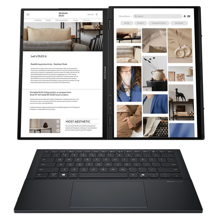 ASUS Laptop Zenbook Duo OLED UX8406CA-OLED-PZ067X 14.0'' 2880x1800 OLED Touch 120Hz U7 255H/32GB/1TB SSD NVMe PCIe 4.0/Win 11 Pro/2Y/Inkwell Gray - Image 2