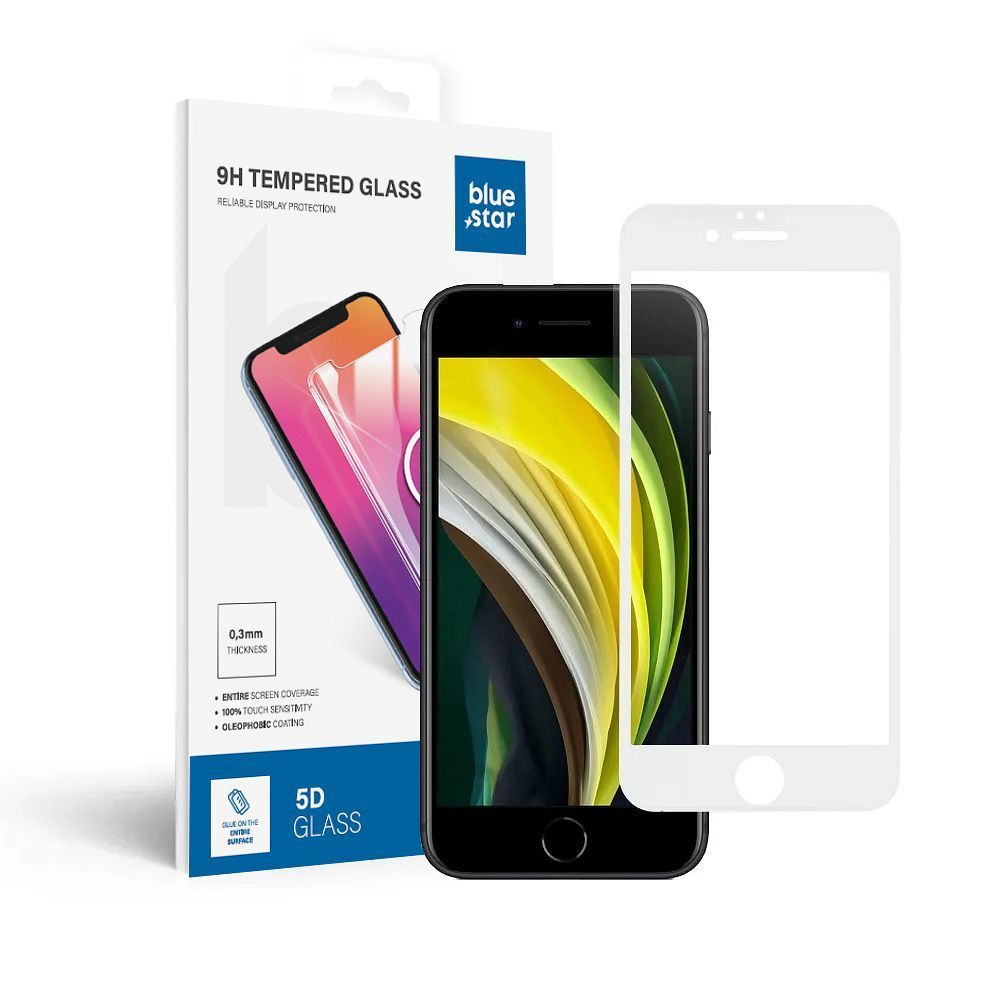 Tempered glass to iPhone 6 / 6S (full glue) Blue Star 5D white Tempered Glass Blue Star - Apple Iphone 6 5D Full Cover white tempered glass - Image 1