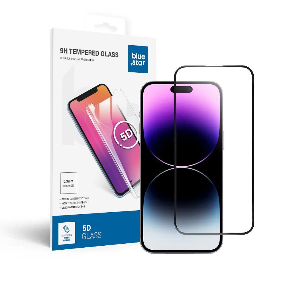 Tempered Glass Blue Star - Apple Iphone 14 Pro Max 5D Full Cover black - Image 1