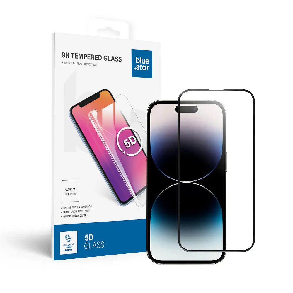 Tempered Glass Blue Star - Apple Iphone 14 Pro 5D Full Cover black - Image 1