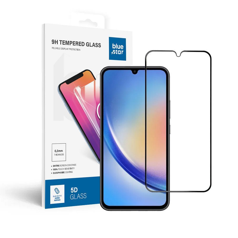 Tempered Glass Blue Star - SAMSUNG A34 5G Full Face (full glue with frame/small size) - black - Image 1