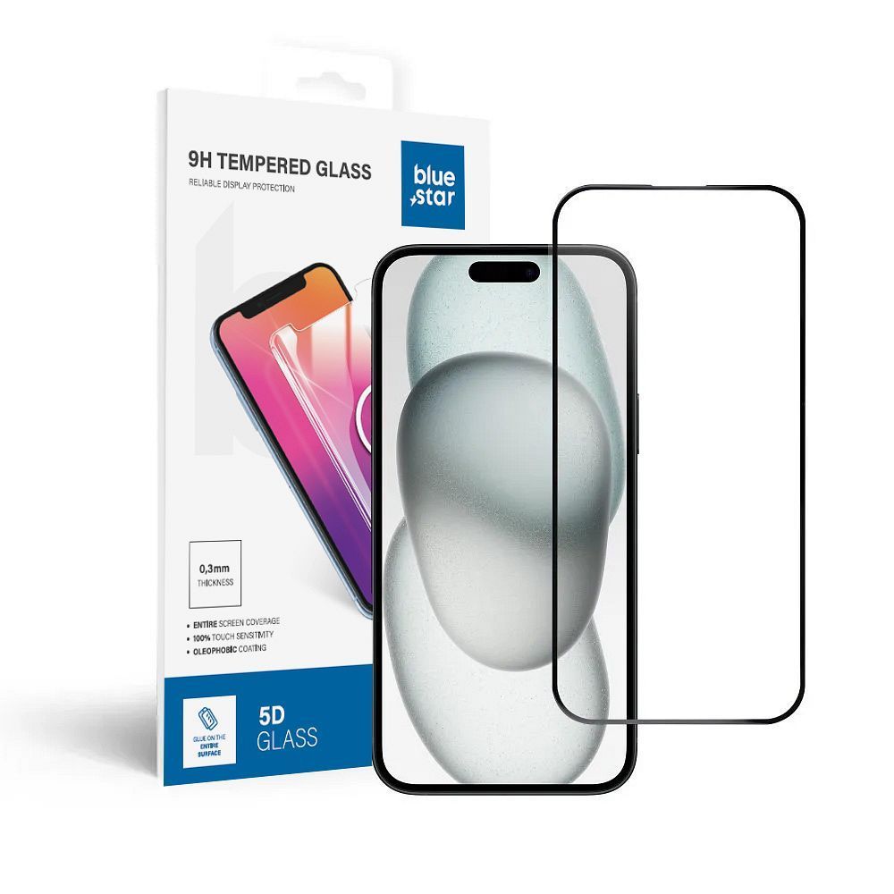 Tempered Glass Blue Star - Apple Iphone 15 Plus/16 Plus 5D Full Cover black - Image 1