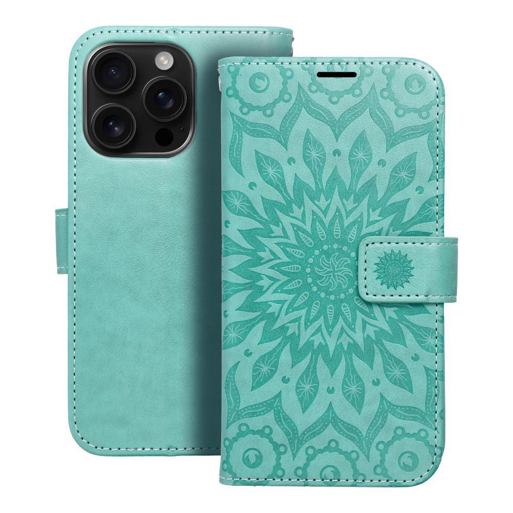 MEZZO Book case for IPHONE 16 Pro mandala green MEZZO Book case for IPHONE 16 Pro mandala green - Image 1