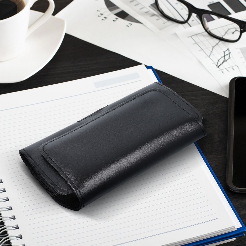 ROYAL universal horizontal leather belt holster size 2XL for SAMSUNG A21s / S20 ULTRA / S21 ULTRA / A70 / A71 / XIAOMI REDMI 9 / HUAWEI P SMART PRO black - Image 2