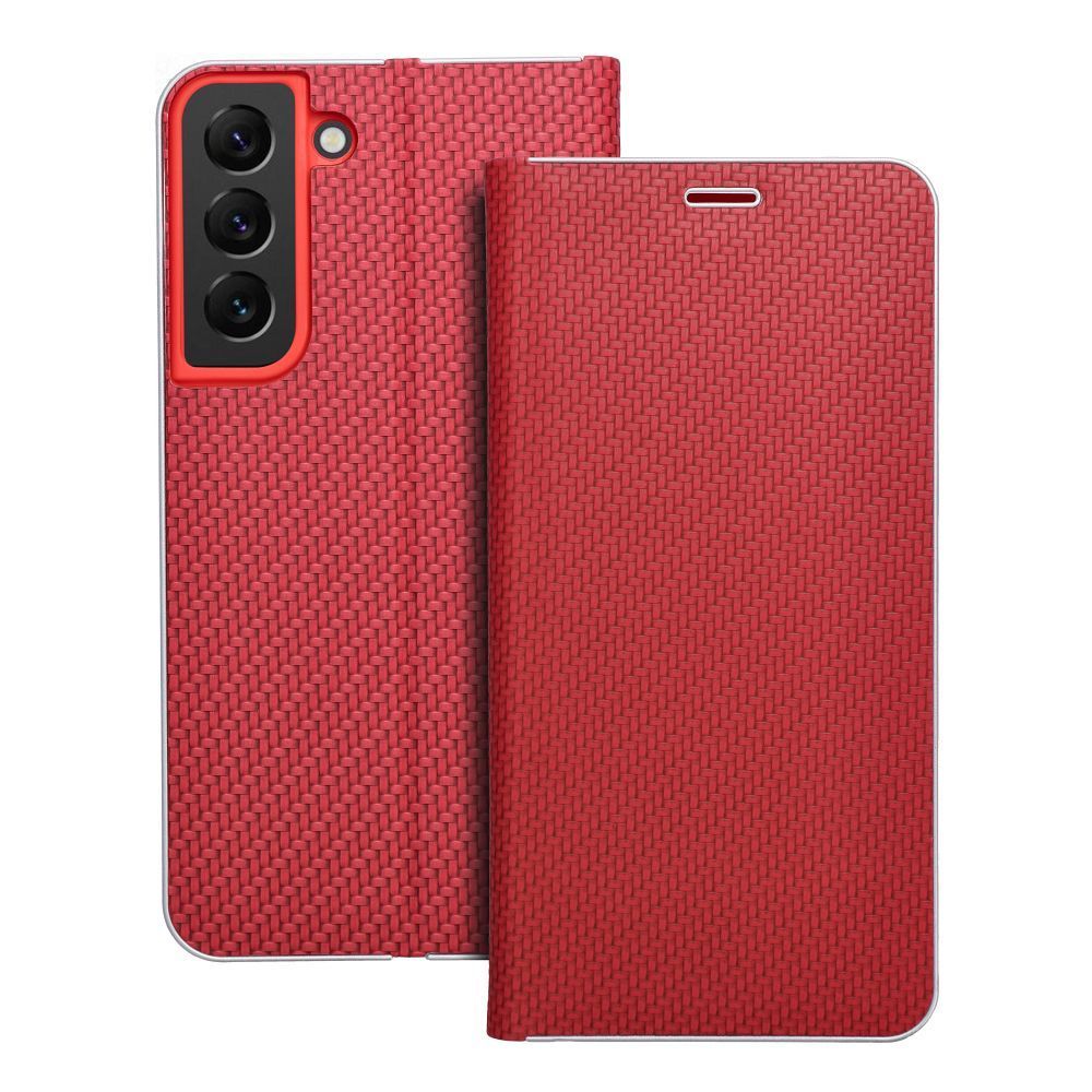 LUNA Book Carbon for SAMSUNG S22 red LUNA Book Carbon for SAMSUNG S22 red - Image 1