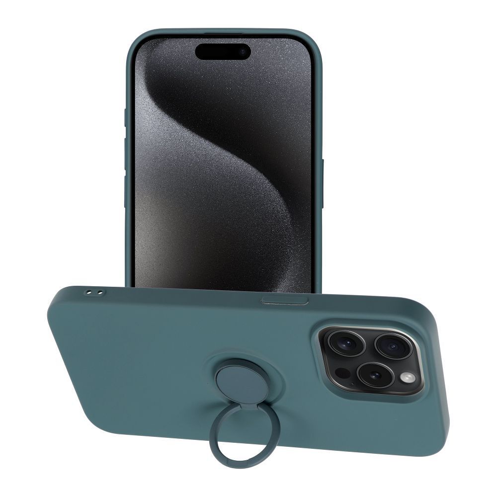 Case for iPhone 15 PRO MAX Silicone Ring green SILICONE RING case for IPHONE 15 Pro Max green - Image 1