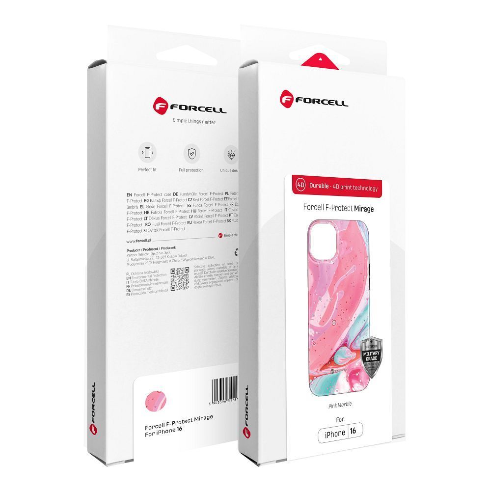 FORCELL F-PROTECT Mirage, Military Drop-Tested case compatible with MagSafe for IPHONE 16 PLUS pink marble - Image 2