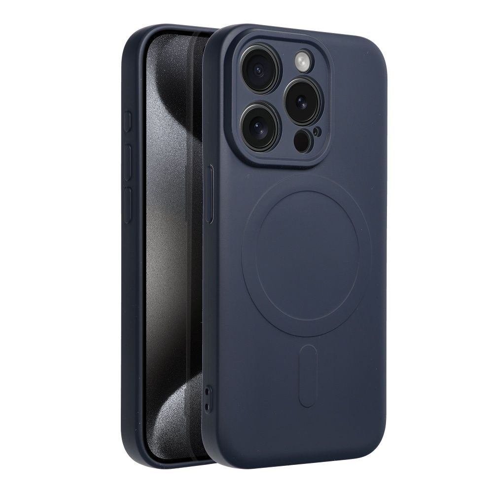 SILICONE MAG COVER case compatible with MagSafe for IPHONE 15 Pro blue titanium - Image 2