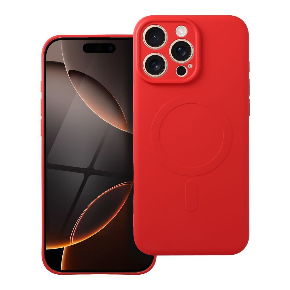 SILICONE MAG COVER case compatible with MagSafe for IPHONE 16 Pro Max red - Image 1