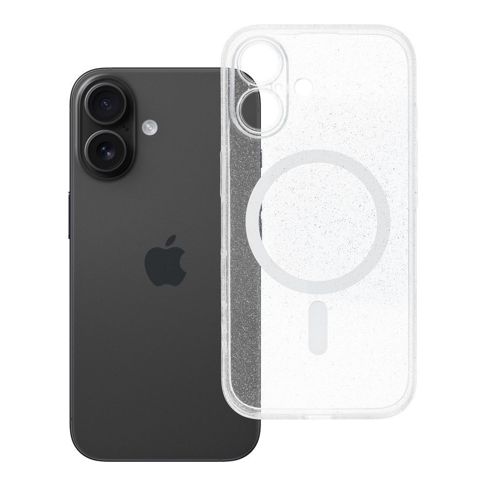 Case for iPhone 16 Clear Mag Cover (STR / CAMERA PROTECTION) compatible with MagSafe transparent glitter CLEAR MAG COVER case with camera protection compatible with MagSafe for IPHONE 16 transparent glitter - Image 1