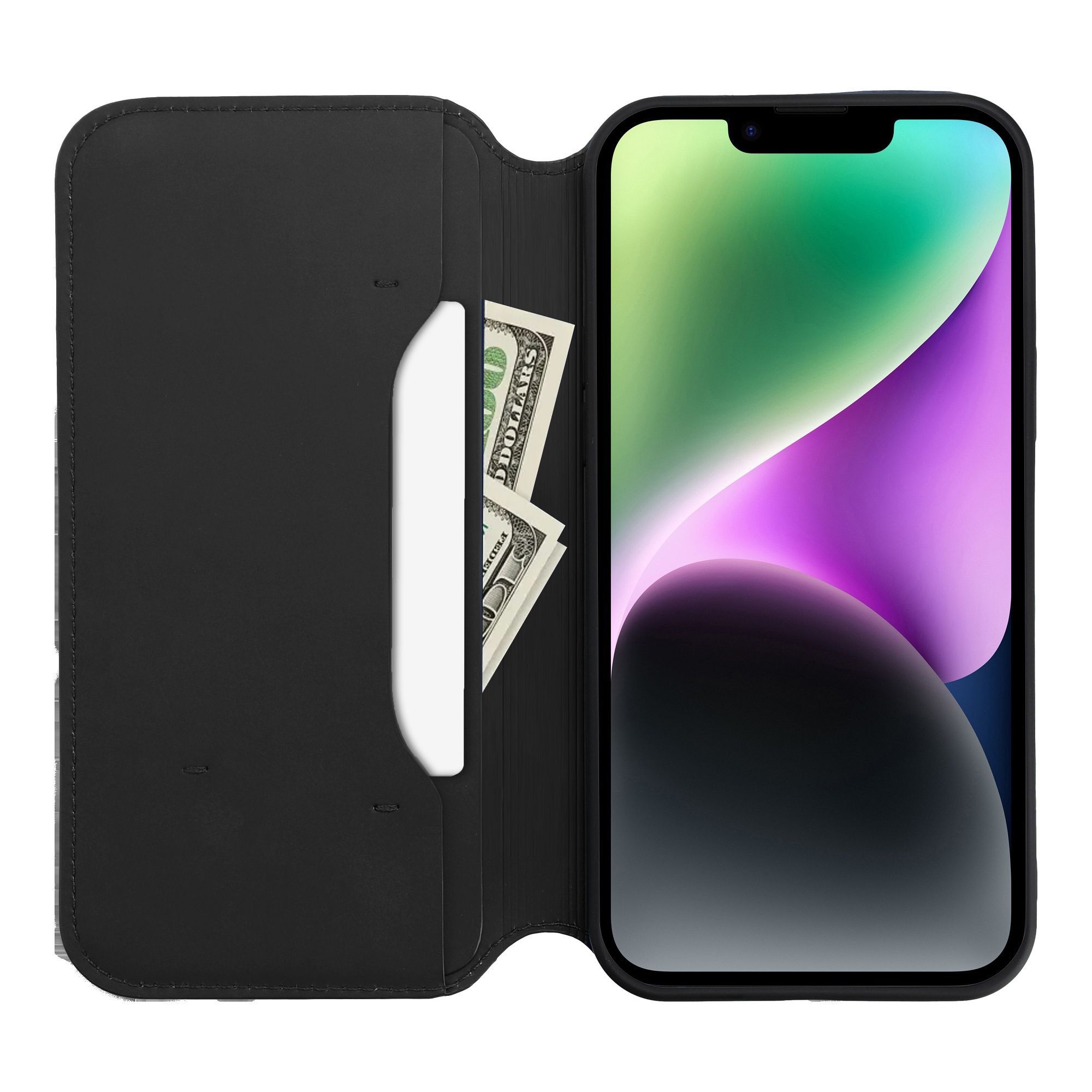 DUAL POCKET Book case for IPHONE 15 Plus black - Image 2