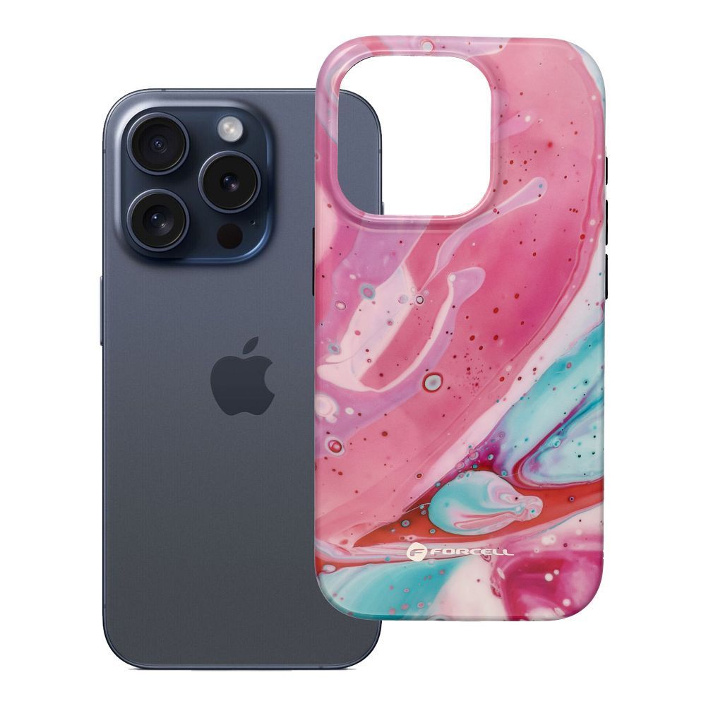 Case for iPhone 15 PRO Forcell F-Protect Mirage compatible with Magsafe Military Drop-Test pink marble FORCELL F-PROTECT Mirage, Military Drop-Tested case compatible with MagSafe for IPHONE 15 PRO pink marble - Image 1