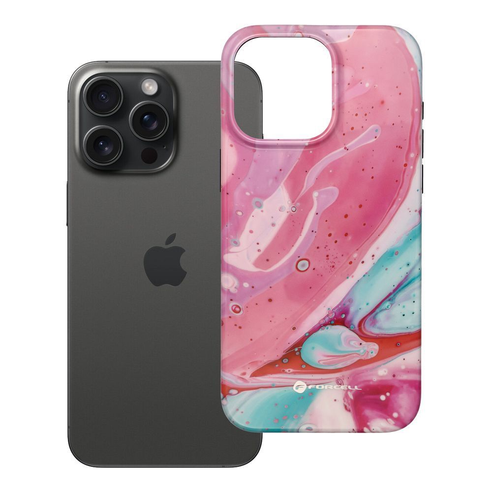 Case for iPhone 15 PRO MAX Forcell F-Protect Mirage compatible with Magsafe Military Drop-Test pink marble FORCELL F-PROTECT Mirage, Military Drop-Tested case compatible with MagSafe for IPHONE 15 PRO MAX pink marble - Image 1