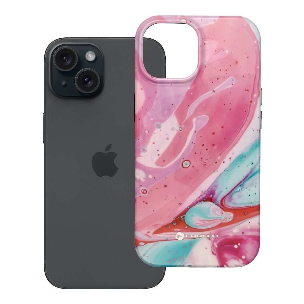 FORCELL F-PROTECT Mirage, Military Drop-Tested case compatible with MagSafe for IPHONE 15 pink marble - Image 1