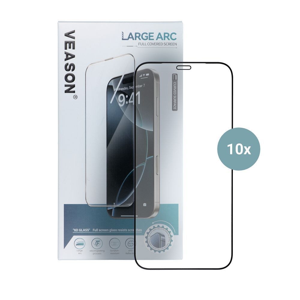 6D Pro Veason Glass (SET 10in1) - for Iphone X / XS / 11 Pro black - Image 2