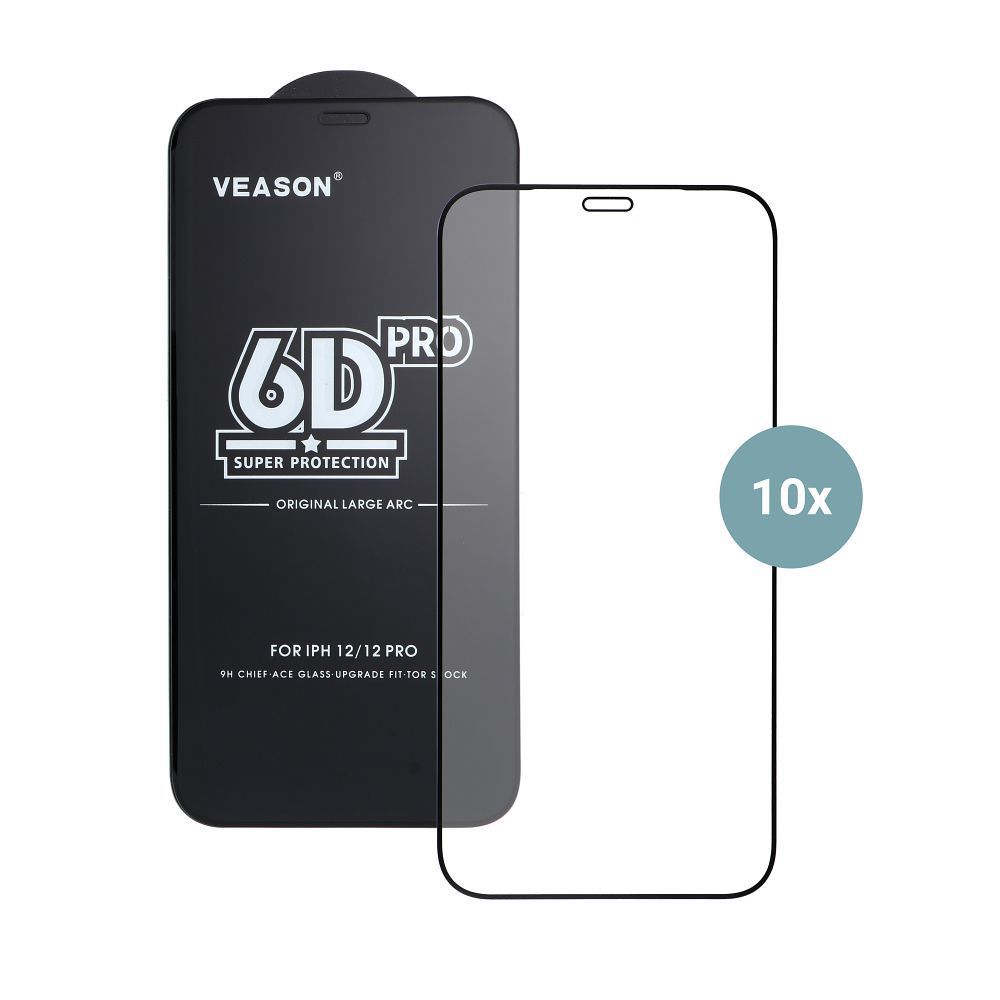 6D Pro Veason Glass (SET 10in1) - for Iphone 15 Pro Max black - Image 2