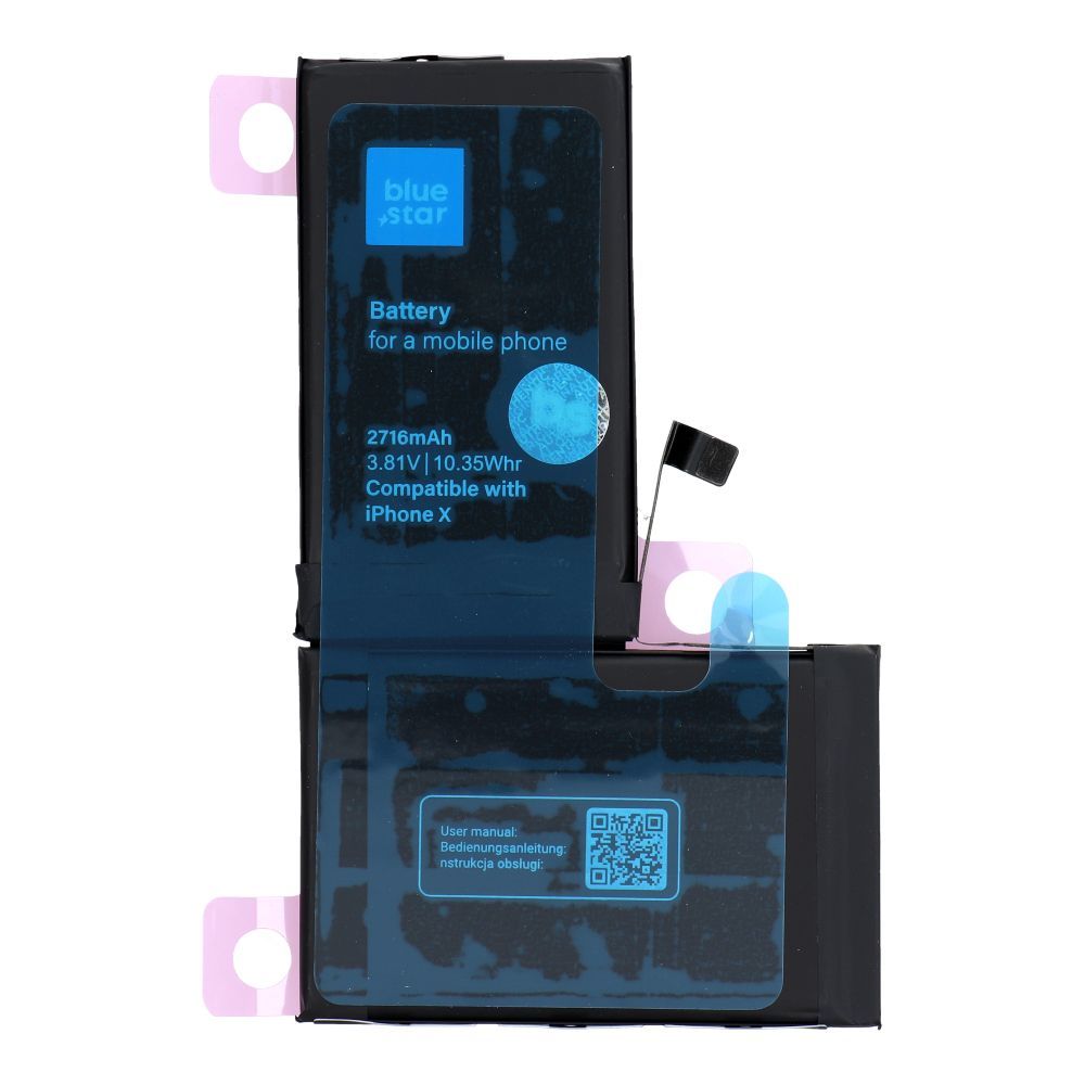 Battery for iPhone X 2716 mAh Blue Star HQ BLUE STAR HQ battery for IPHONE X 2716 mAh - Image 1