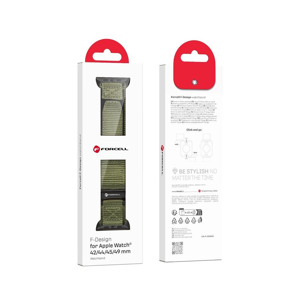 FORCELL F-DESIGN FA05 nylon strap for APPLE Watch 42 / 44 / 45 / 49 mm green - Image 2
