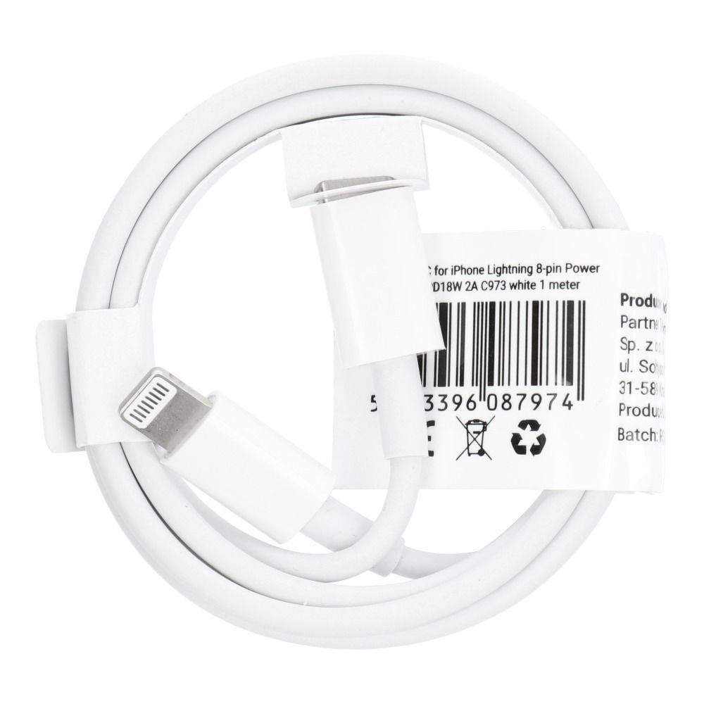 Cable Type C to Lightning PD 2A 18W C973 1 m white Cable Type C to Lightning PD 2A 18W C973 1 m white - Image 1