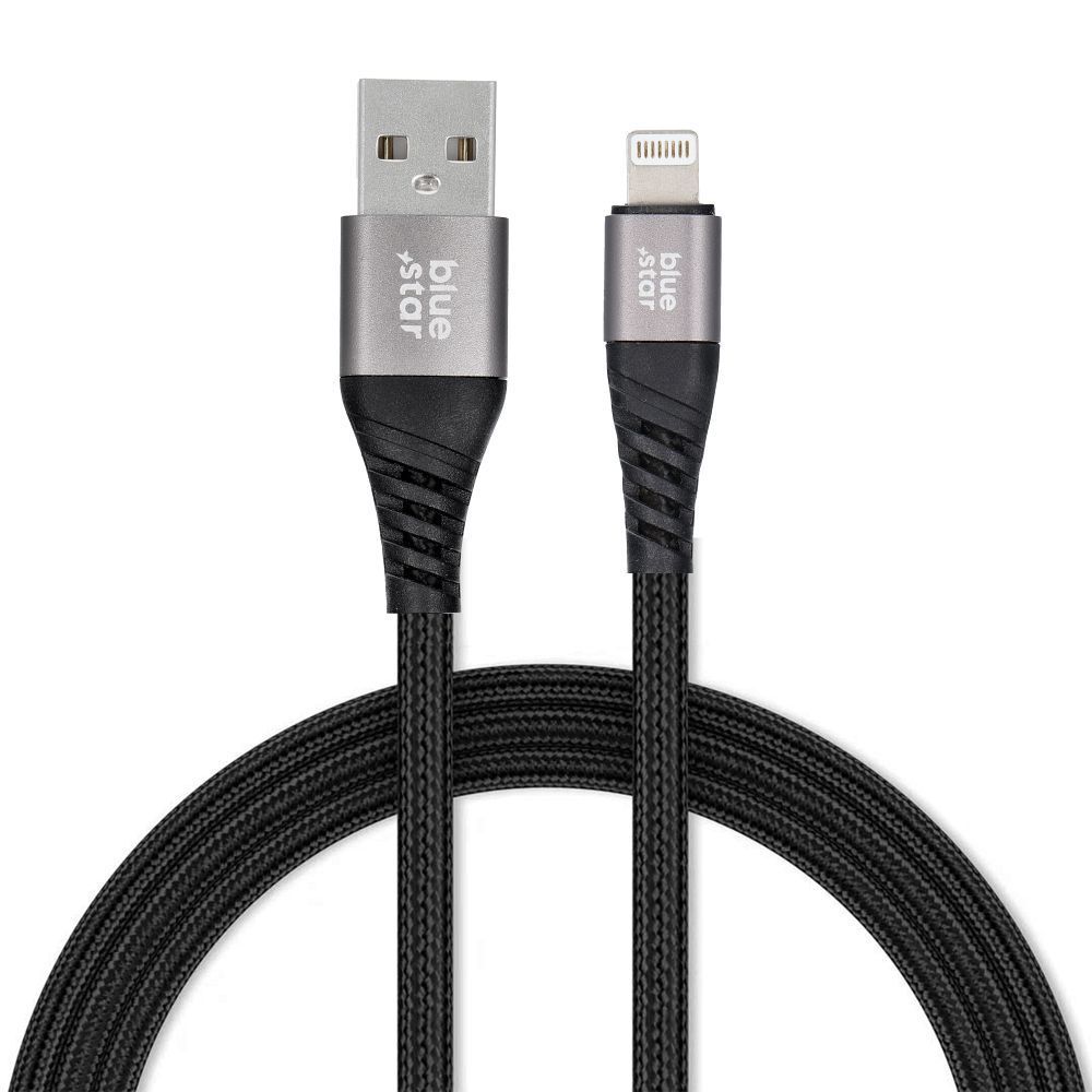 BLUE STAR braided cable 2,4A USB A to Lightning TFK-DC-003 1,2 m black - Image 2