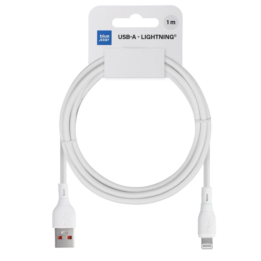 Cable USB A to Lightning Blue Star 2,4A ECO 1 m PJ68-24-2.4 white BLUE STAR ECO cable 2,4A USB A to Lightning PJ68-24-2.4 1m white - Image 1