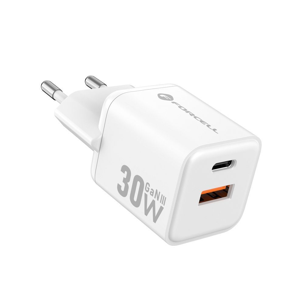FORCELL F-ENERGY Mini GaN III VT-35 travel charger with 1 x Type C + 1x USB A sockets, PD QC4.0 30W white - Image 2