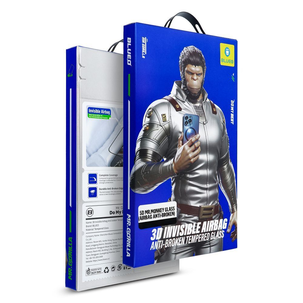5D Mr. Monkey Glass - Apple iPhone 14 Pro Max black (Airbag Anti-broken) - Image 1