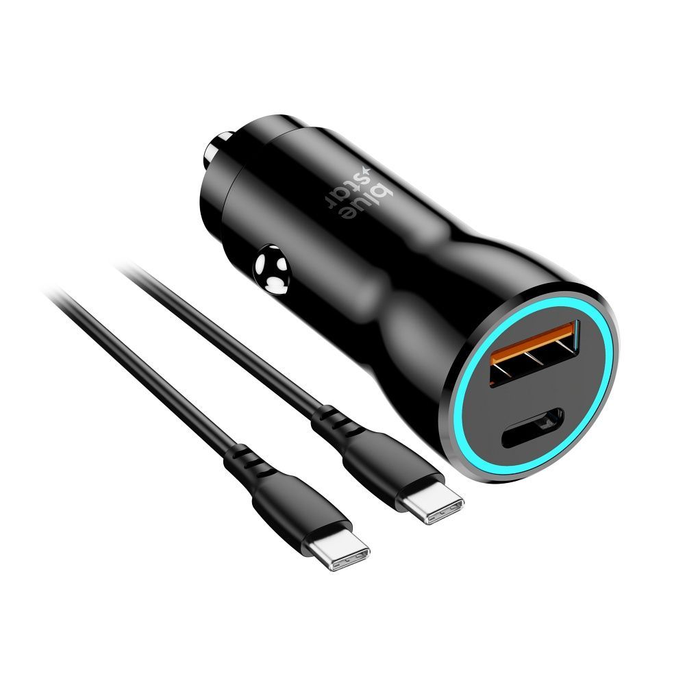 BLUE STAR car charger 3A 25W Type C + USB A + cable Type C to Type C PD QC3.0 AFC PPS black - Image 2