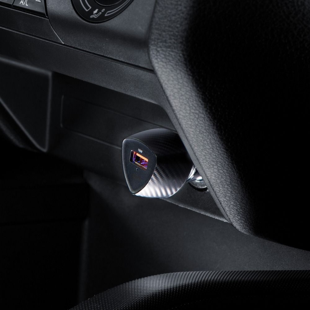 FORCELL F-ENERGY Carbon CC50-1A car charger USB A QC3.0 3A 18W black  - Image 2