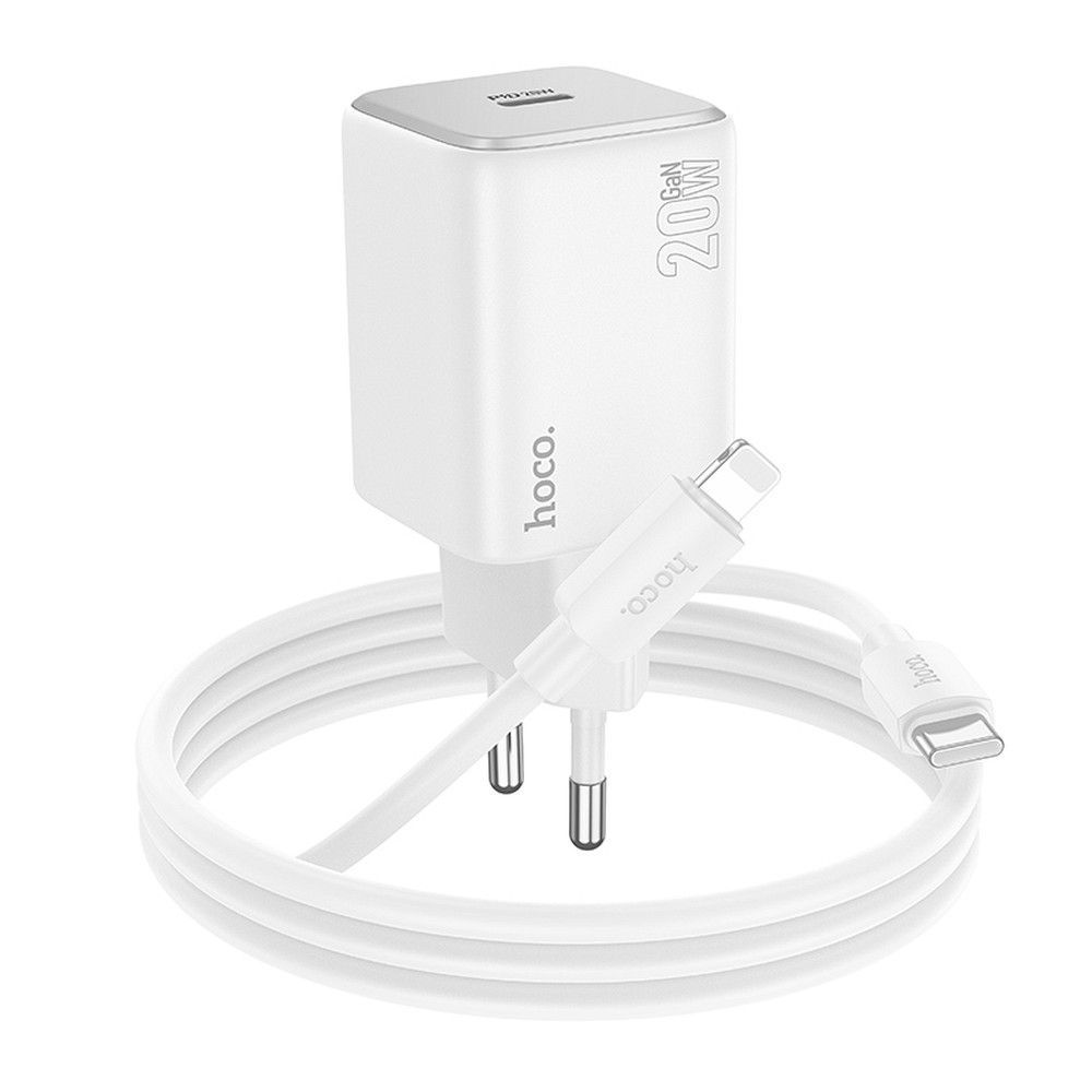 HOCO wall charger Type C + cable Type C to Lightning QC PD 20W N40 white - Image 2