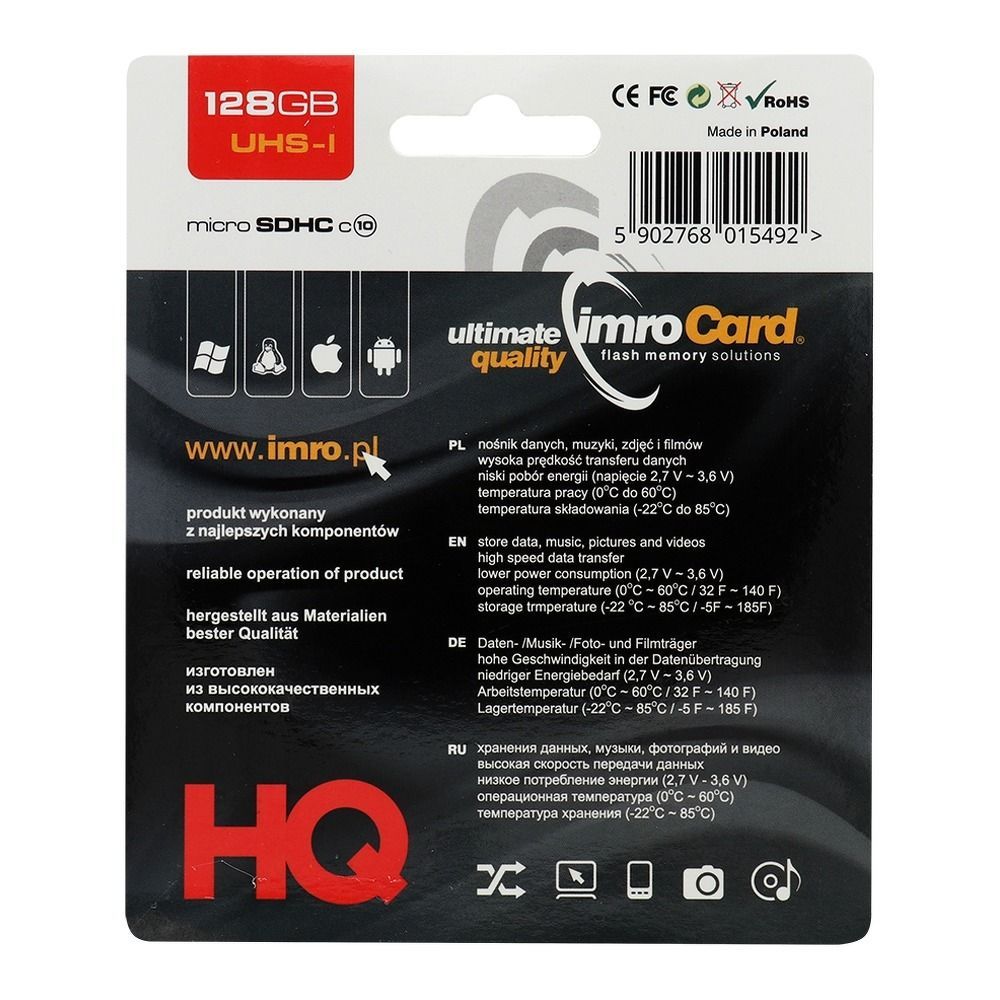 IMRO memory card microSD 128GB 100MB/s class10 UHS I with adapter SD - Image 2