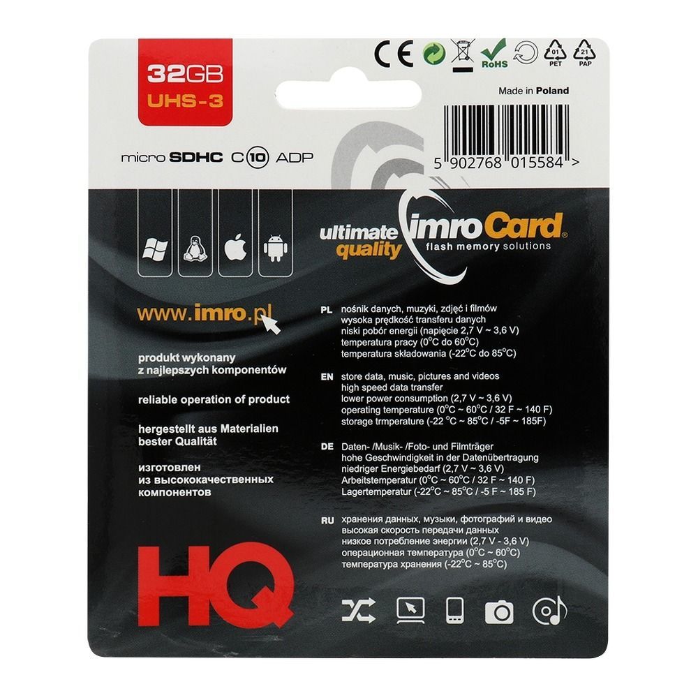 IMRO memory card microSD 32GB 100MB/s class 10 UHS 3 with adapter SD - Image 2