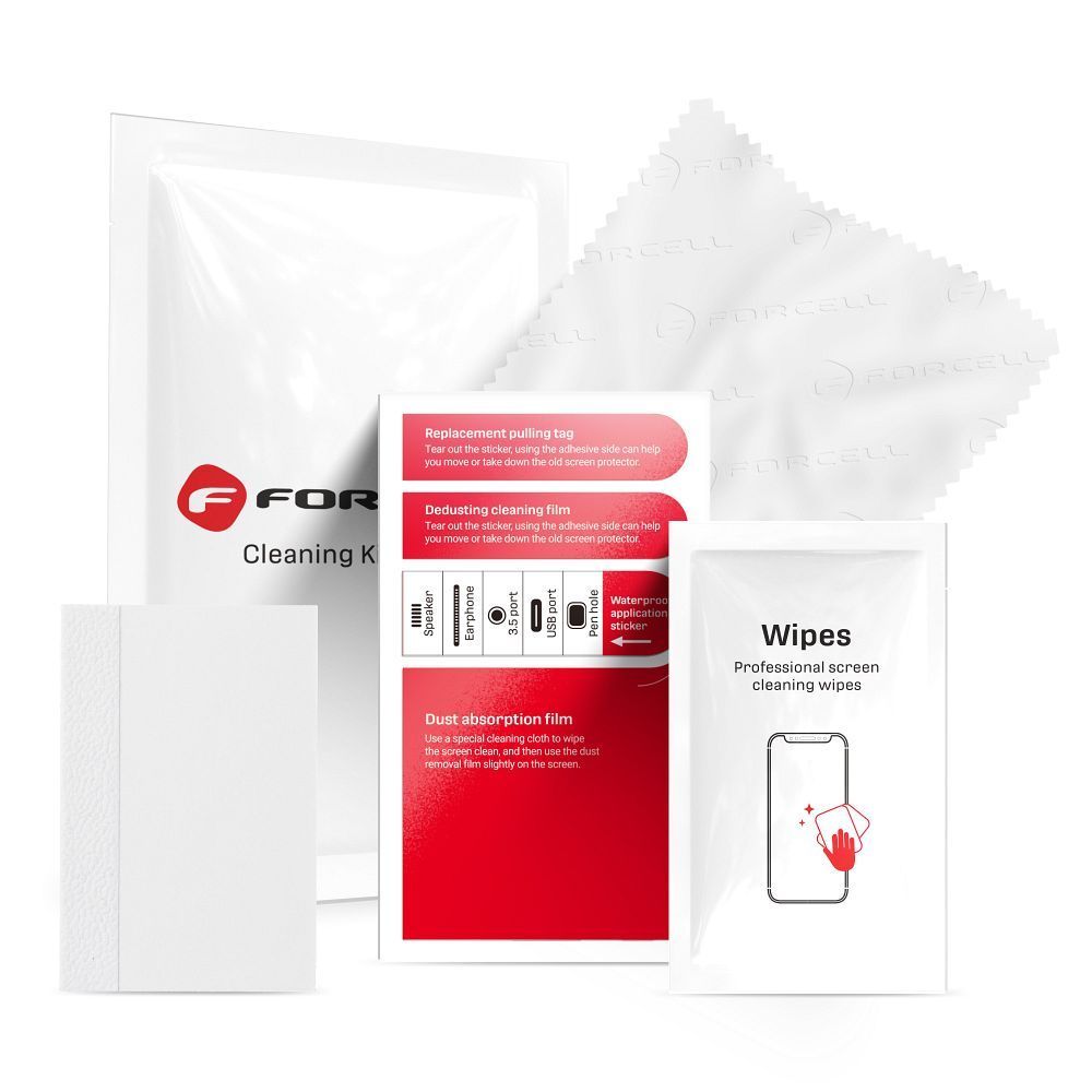 FORCELL - cleaning kit for LCD's 4in1 (wet and dry cloth, scratch card, dust stickers) - Image 1