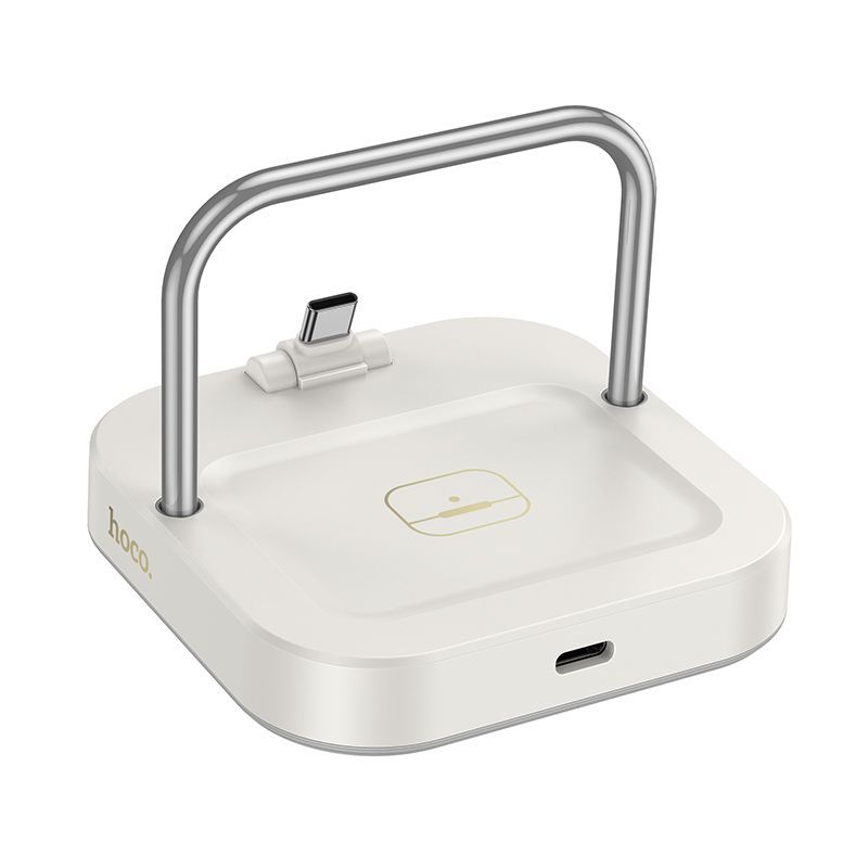 HOCO desktop charger 2in1 Type C + wireless charging 5W PD QC 3A 30W CQ16B milky white - Image 1