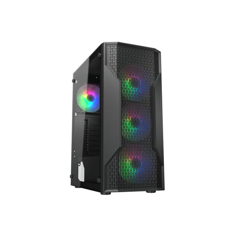 CC-COUGAR Case MX110 Mesh-G RGB Tempered Glass Middle ATX Black (4x120mm RGB fans preinstalled) CC-COUGAR Case MX110 Mesh-G RGB Tempered Glass Middle ATX Black (4x120mm RGB fans preinstalled) - Image 1