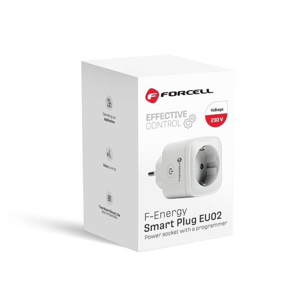 FORCELL F-ENERGY EU02 Smart Plug 230V with WiFi, programmer and Tuya/Amazon Alexa support - white - Image 2