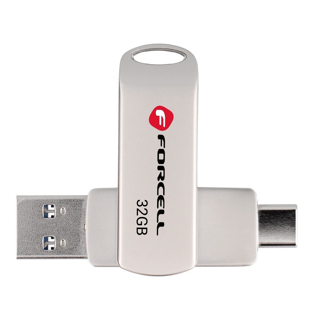 FORCELL F-DATA pendrive Metal Duo 32GB USB3.2 Gen 1 (USB A / Type C) silver - Image 2