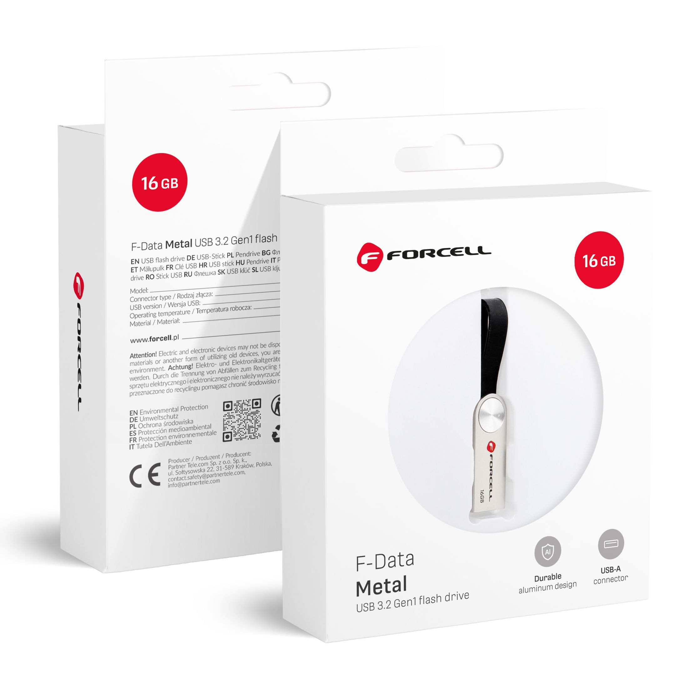 FORCELL F-DATA pendrive Metal 16GB USB3.2 Gen 1 (USB A) silver - Image 1