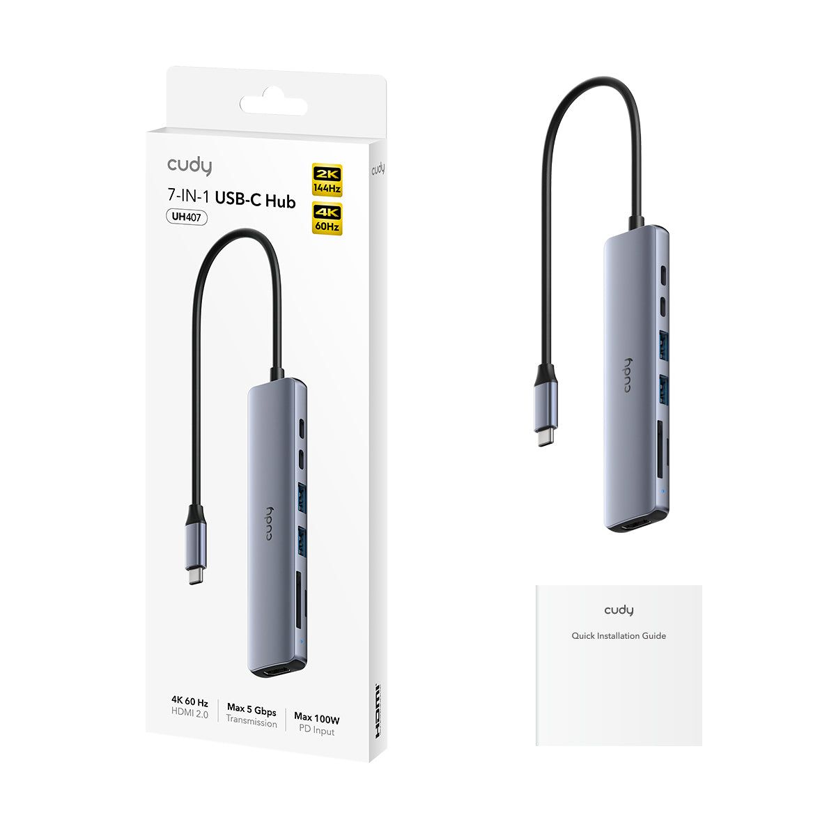 CUDY USB-C Hub UH407 7-In-1 HDMI SD/TF 4K - Image 2