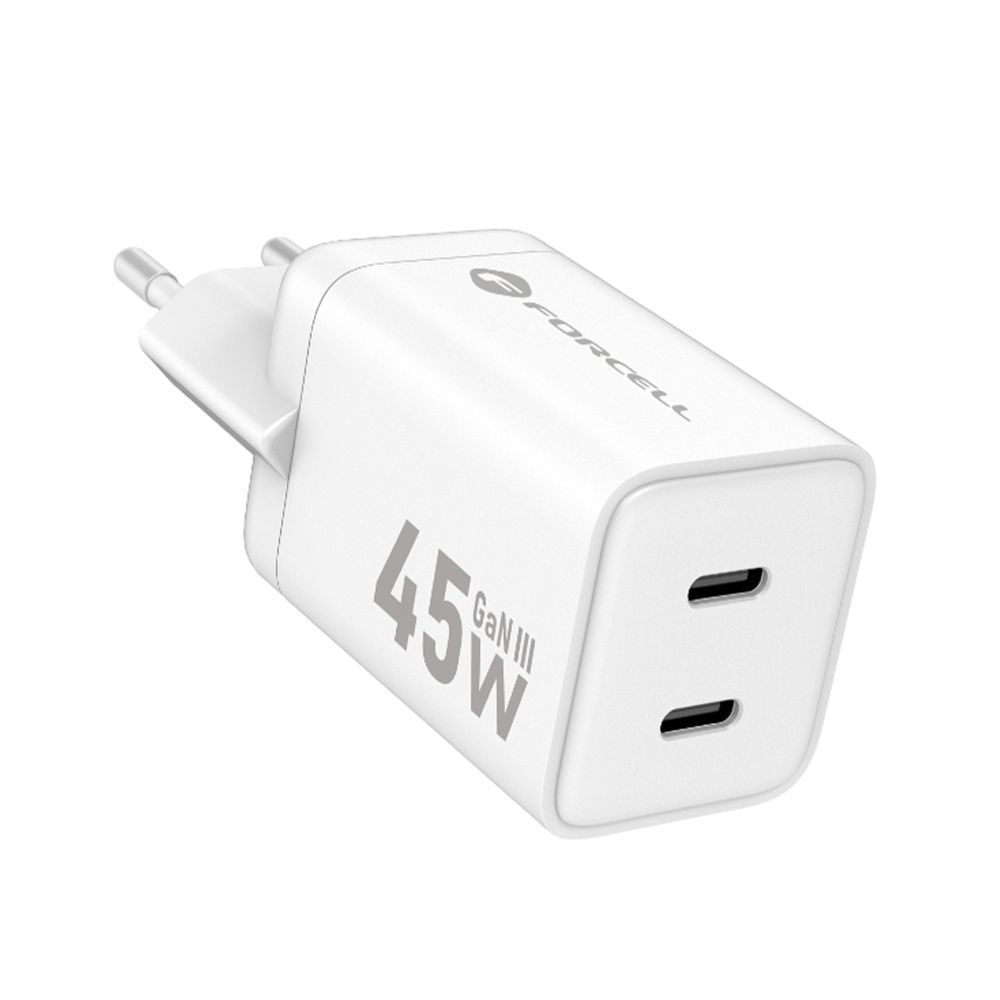 FORCELL F-ENERGY Mini GaN III VT-36B travel charger with 2 x Type C sockets, PD QC4.0 45W white - Image 2