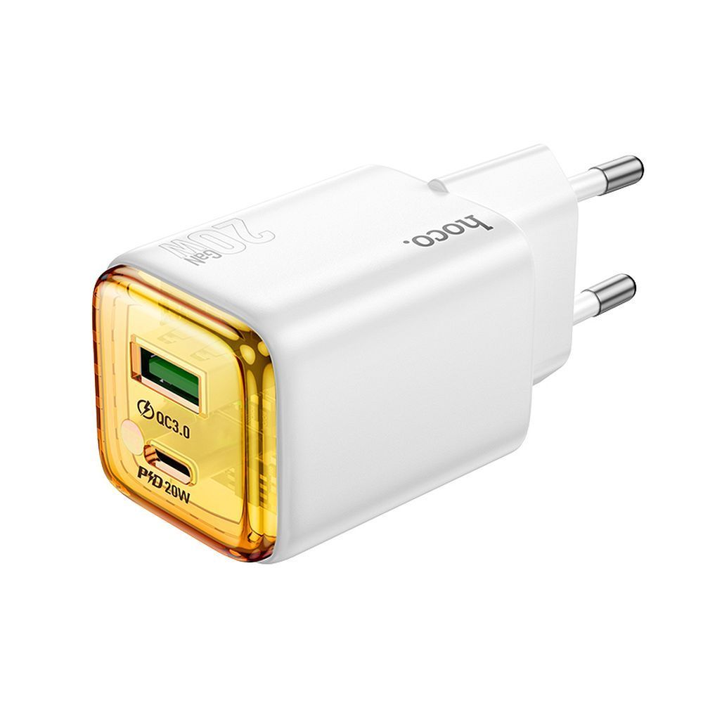 HOCO wall charger USB A + Type C PD QC3.0 3A 20W N52 white - Image 2